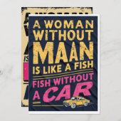 Vrouw Zonder Man Is Als Vis Zonder Auto-KAART Kaart (Voorkant / Achterkant)