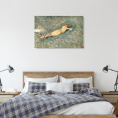 Vrouw Zonnebaden op het strand bij Portici Canvas Afdruk (Insitu (Slaapkamer))