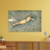 Vrouw Zonnebaden op het strand bij Portici Canvas Afdruk (Insitu (Woonkamer))