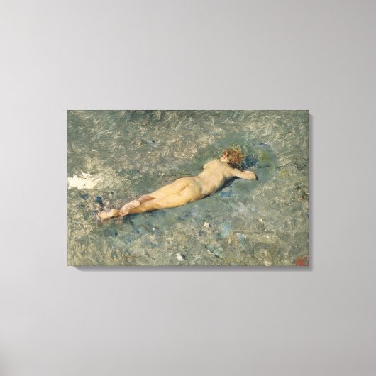 Vrouw Zonnebaden op het strand bij Portici Canvas Afdruk (Voorkant)