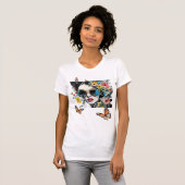 Vrouw Zonnebril Wilde bloemen en Vlinders T-shirt (Voorkant volledig)