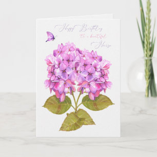 Vrouw Zurse Birthday Hydrangeas en Butterfly Kaart