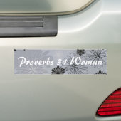 Vrouw Zwart en grijs Floral Proverbs 31 Bumpersticker (Op auto)
