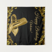 Vrouw zwart gouden schoen verjaardagsfeest SQ acht Wandkleed (Voorkant (horizontaal))