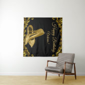 Vrouw zwart gouden schoen verjaardagsfeest SQ acht Wandkleed (In Situ (horizontaal))
