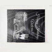 Vrouw zwart zilveren schoen verjaardagsfeest achte wandkleed (Voorkant (horizontaal))