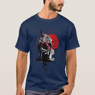 Vrouw zwarte Japanse Samurai Bushido Warrior Kata T-shirt