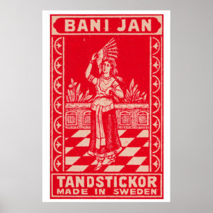 Vrouw Zweden jaren 1920-30 luciferdoosje Label - V Poster