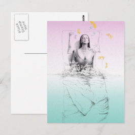 Vrouw Zwemende deegkleuren Surreal art Briefkaart