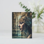 Vrouw zwemmer bij de waterval briefkaart (Staand voorkant)