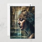 Vrouw zwemmer bij de waterval briefkaart (Voorkant / Achterkant)