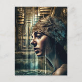 Vrouw zwemmer bij de waterval briefkaart (Voorkant)