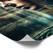 Vrouw zwemmer bij de waterval poster (Hoek)