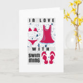 Vrouw zwemmer - in liefde voor zwemmen kaart (Gele Bloem)