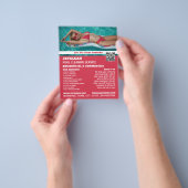 Vrouw-zwemportret, reiniging van zwembad flyer (Hand)