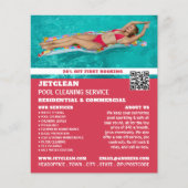 Vrouw-zwemportret, reiniging van zwembad flyer (Voorkant)
