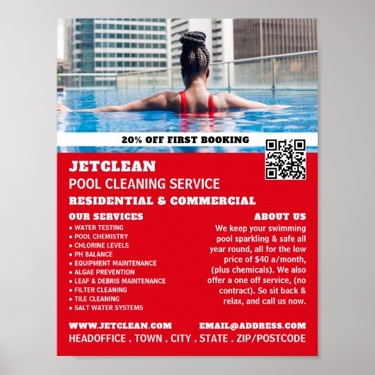 Vrouw-zwemportret, reiniging van zwembad poster (Voorkant)