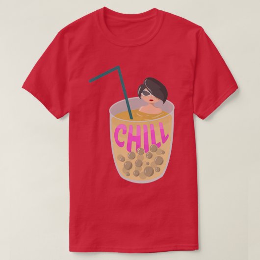 Vrouw zwemt in melkteassticker t-shirt (Design voorkant)