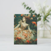 Vrouw zwemt met goudvis fantasie Modes Briefkaart (Staand voorkant)