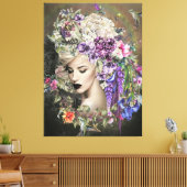 Vrouwe bloemen canvas afdruk (Insitu (Woonkamer))