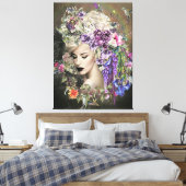 Vrouwe bloemen canvas afdruk (Insitu (Slaapkamer))