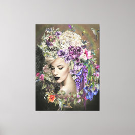 Vrouwe bloemen canvas afdruk
