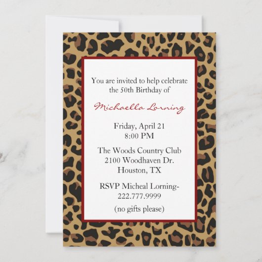 Vrouwe dame's Jaguar Stiletto - Aangepaste uitnodi Kaart (Achterkant)