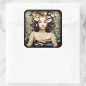 Vrouwe onder water, | AI-gegenereerde illustraties Vierkante Sticker (Tas)