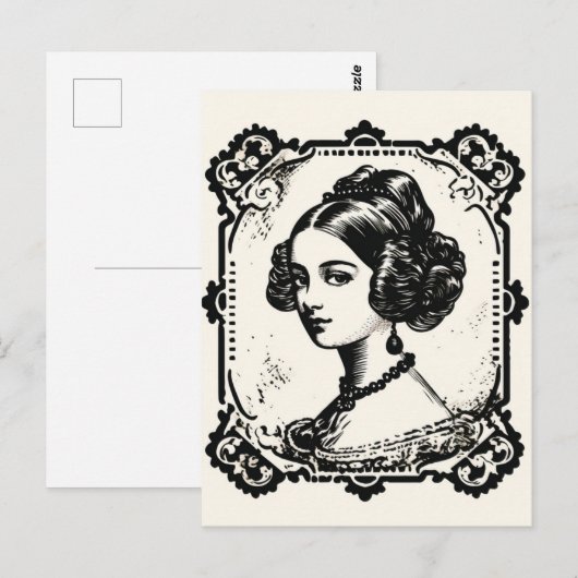 Vrouwe Portret Stamp 1 Briefkaart (Voorkant / Achterkant)