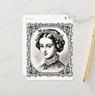  Vrouwe Portret Stamp 4 Briefkaart
