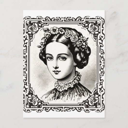  Vrouwe Portret Stamp 4 Briefkaart (Voorkant)