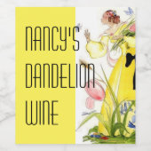 Vrouwe tuinbloemen vlinder Dandelion Wijn Etiket (Enkel label)