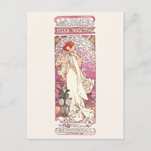 Vrouwe van de Camellias Alphonse Mucha Briefkaart (Voorkant)