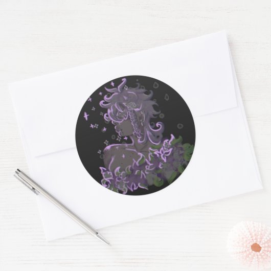 Vrouwe van de kosmos ronde sticker (Envelop)