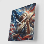 Vrouwe van de Vrijheid - Patriottisme Kunst Vierkante Klok (Hoek)