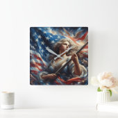 Vrouwe van de Vrijheid - Patriottisme Kunst Vierkante Klok (Huis)