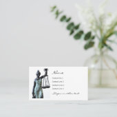 Vrouwe van Gerechtigheid die de schaal van Gerecht Visitekaartje (Staand voorkant)