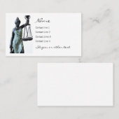 Vrouwe van Gerechtigheid die de schaal van Gerecht Visitekaartje (Voorkant / Achterkant)