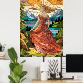 Vrouwe van het Schilderachtig Vista: Glas in lood Poster (Thuiskantoor)