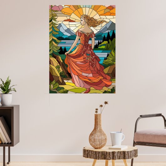 Vrouwe van het Schilderachtig Vista: Glas in lood Poster (Woonkamer 3)