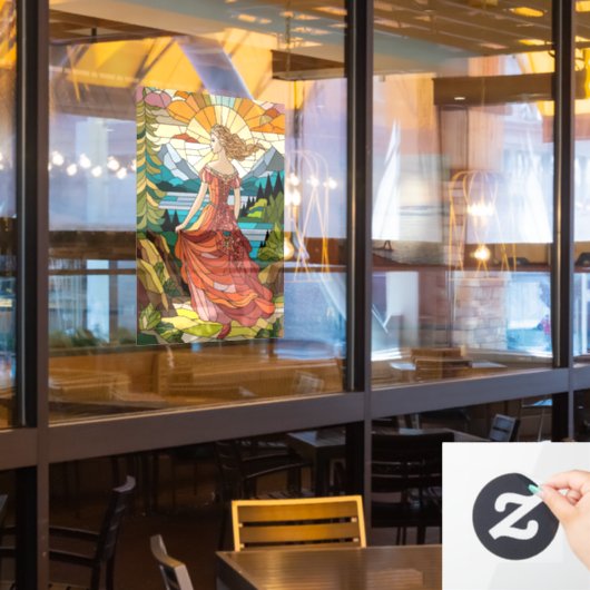 Vrouwe van het Schilderachtig Vista: Glas in lood Raamsticker (Restaurant Raam)