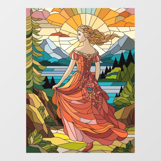 Vrouwe van het Schilderachtig Vista: Glas in lood Raamsticker (Vel)