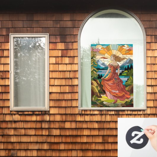 Vrouwe van het Schilderachtig Vista: Glas in lood  Raamsticker (Huis Raam)
