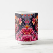  Vrouwe van Kleur Roze Bloemen Musical Notes Koffiemok (Center)