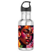 Vrouwe van Kleur Roze Bloemen Musical Notes Waterfles (Voorkant)