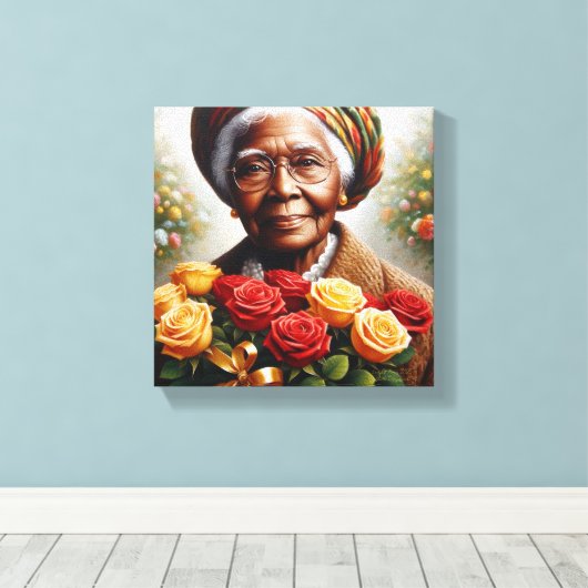 Vrouwe van Roos Canvas Afdruk (Insitu (Houten vloer))