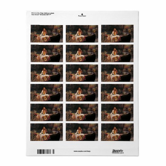 Vrouwe van Shalott Waterhouse Labels (Full Sheet)