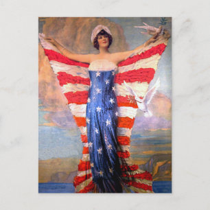  Vrouwe van Vrijheid Patriottische Amerikaanse vla Briefkaart