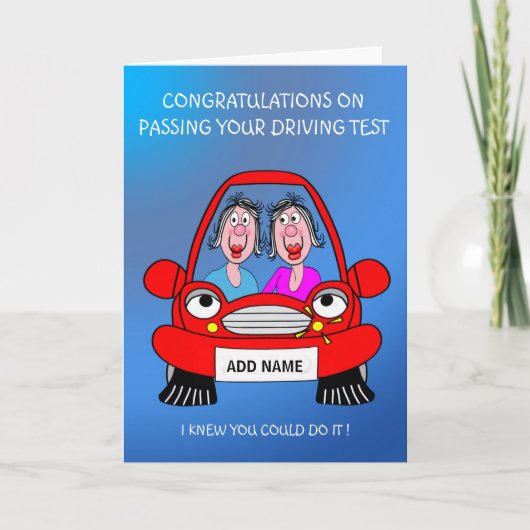 Vrouwe vrienden hebben de rijexamen afgelegd kaart (Voorkant)