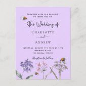 Vrouwe wilde bloemen violet roze bij uitnodiging briefkaart (Voorkant)